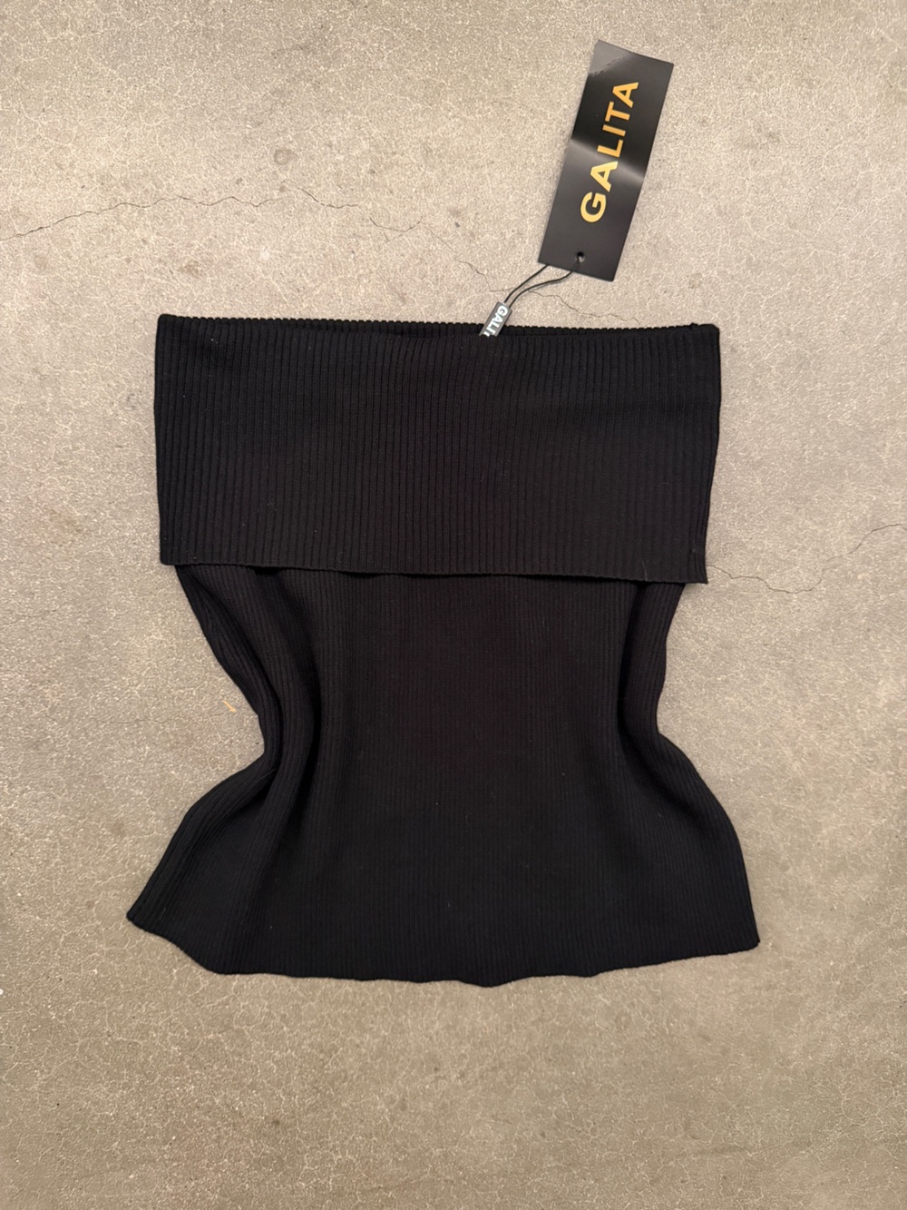 Galita Black Fold-Over Ribbed Mini Skirt